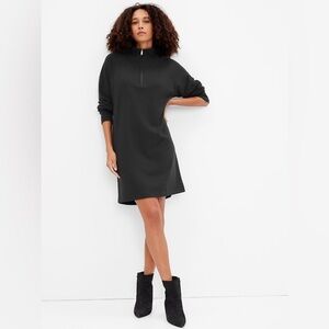 Gap Factory Black Quarter-Zip Sweatshirt Dress Long-Sleeve L